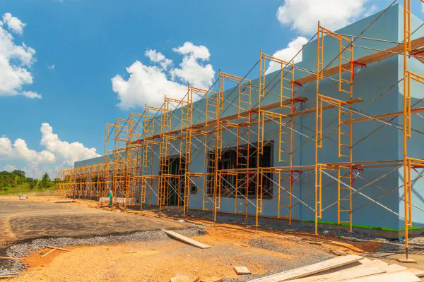 scaffolding on new commercial construction project