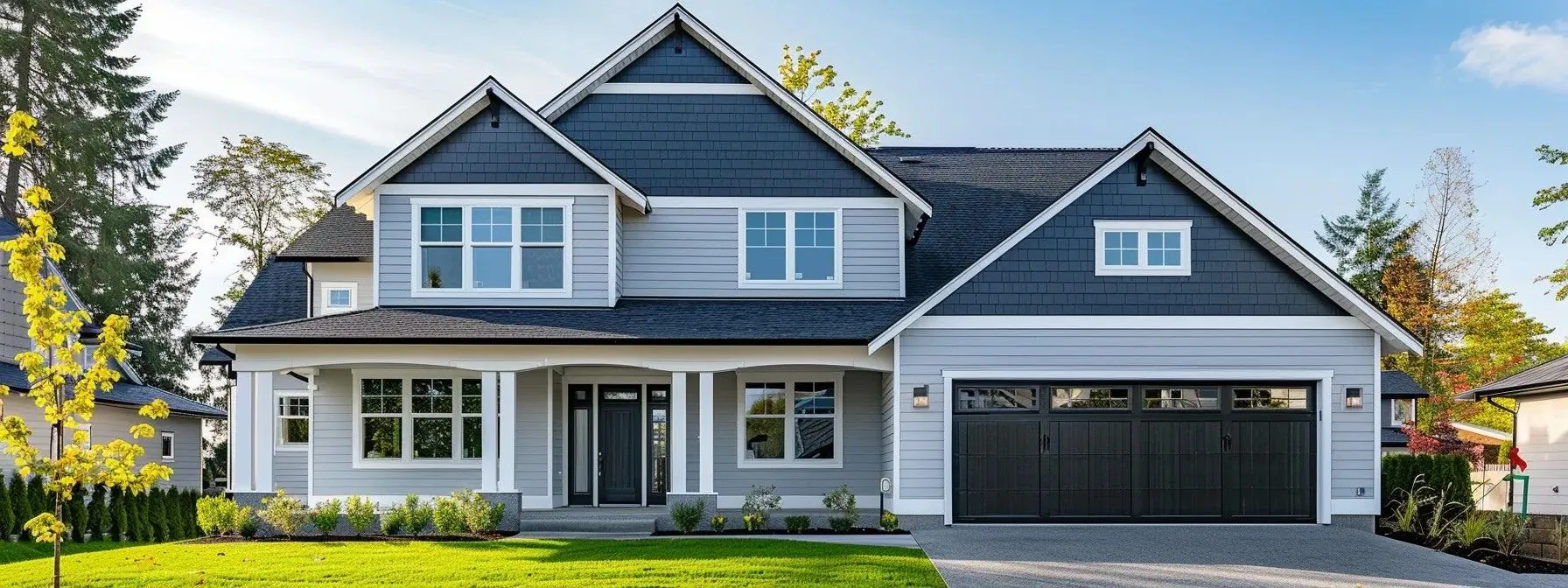 blue themed two tone exterior house color