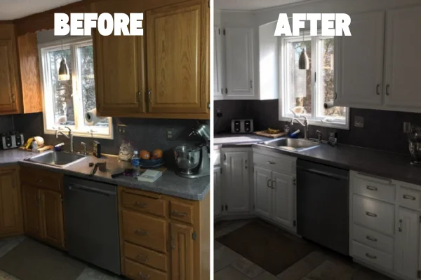 Kitchen Cabinet Before and After Paint - Quality Preferred Paint