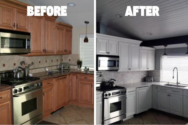 Kitchen Cabinet Before and After - Quality Preferred Paint