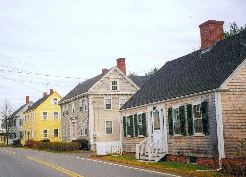 Older New England homes on a residential street